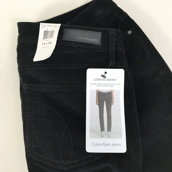 NEW Calvin Klein Jeans Ultimate Skinny Corduroy Pants Women's Plus 14 x 30 Black - Picture 8 of 13